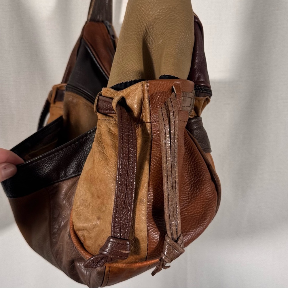 Vintage Slouchy Leather Patchwork Crossbody Bag - Picture 5 of 10